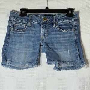 American Eagle Outfitters Light Blue‎ Jean Low Rise Women’s Cut off Shorts sz 0